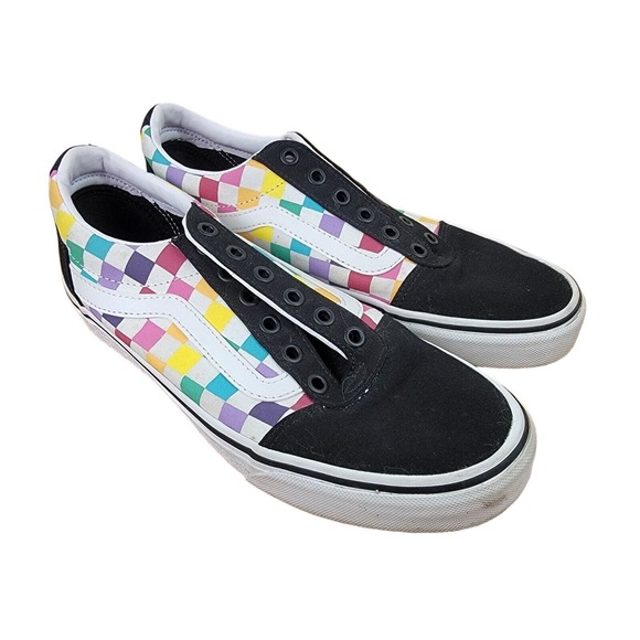 Vans Shoes - Vans Old Skool Multicolor Rainbow Checkers Skate Shoes Womens Size 8.5 US